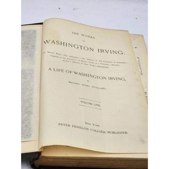 The Works Of Washington Irving By Richard Henry Stoddard Volume 1 Antiquarian - Picture 9 of 10